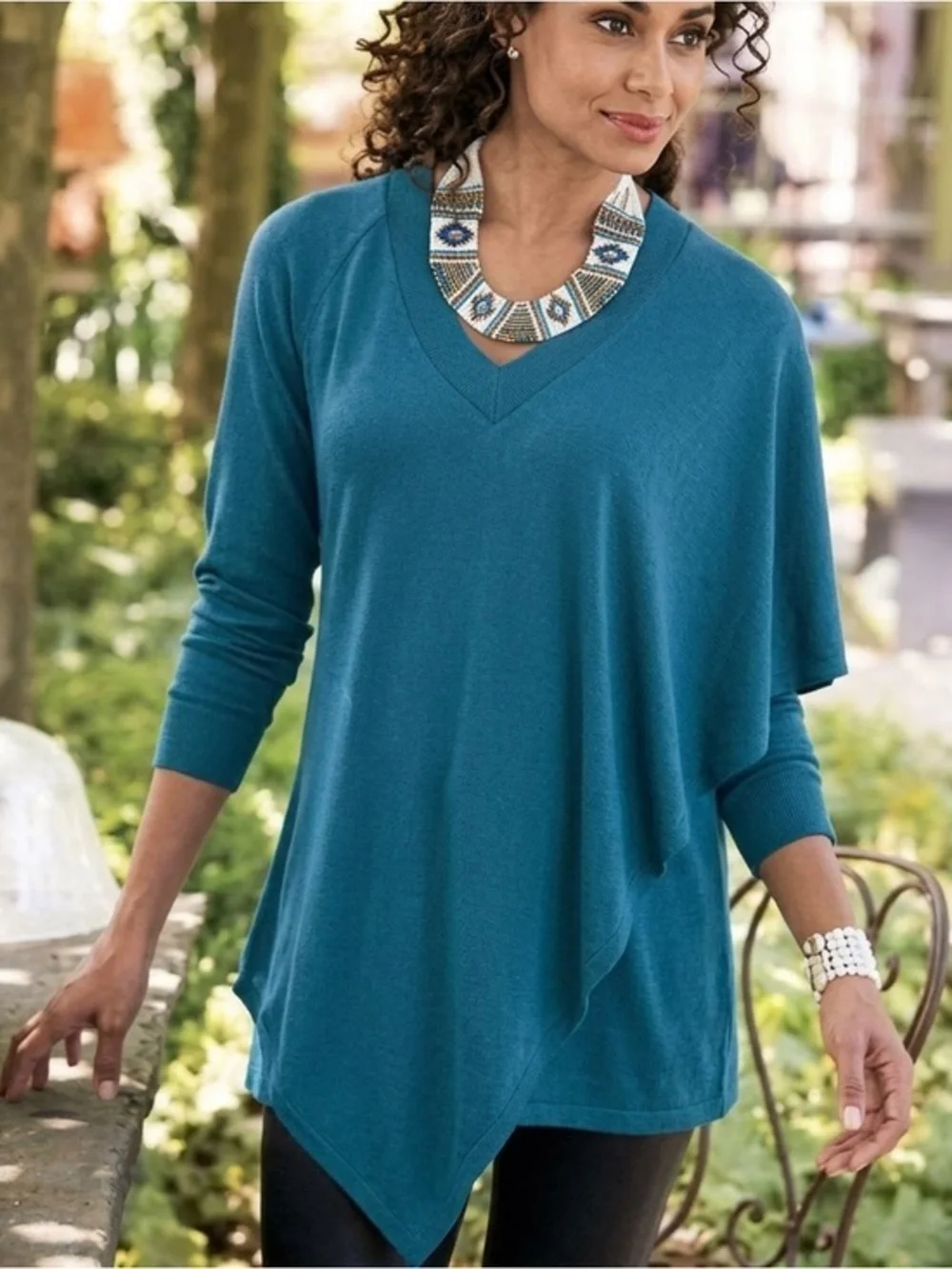 Soft Surroundings Women’s Small Madison Cape Tunic Sweater Top Asymmetrical S